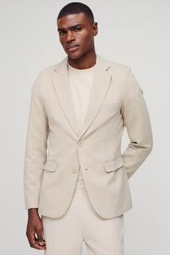 Skinny Fit Single Breasted Jersey Blazer