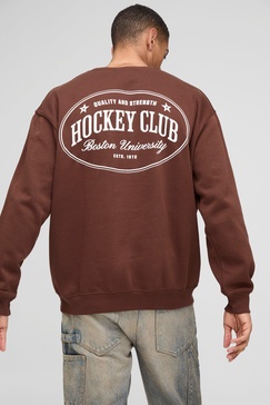 Oversized Hockey Club Graphic Sweatshirt