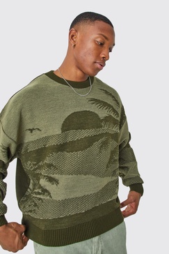 Oversized Boxy Drop Shoulder Graphic Sweater
