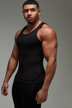 Man Active Workout Muscle Fit Ribbed Vest