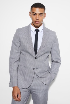 Slim Dogtooth Single Breasted Suit Jacket