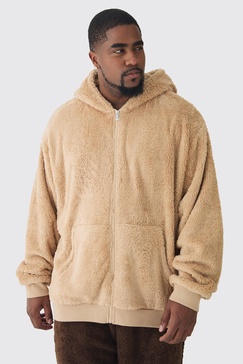 Plus Borg Oversized Zip Thru Hoodie