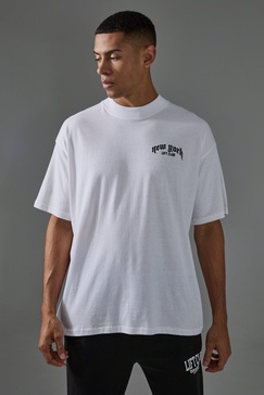 Man Active New York Lift Club Oversized Extended Neck T-Shirt