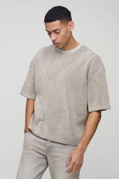 Oversized Boxy Jacquard Rib T-Shirt
