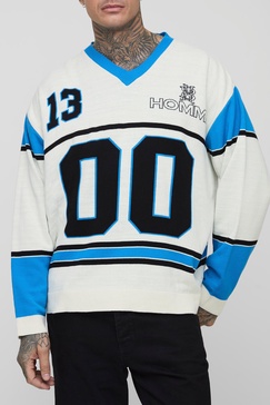 Tall Oversized Knitted Varsity Hockey Top