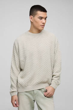Oversized Boxy Basket Knitted Crew Sweater