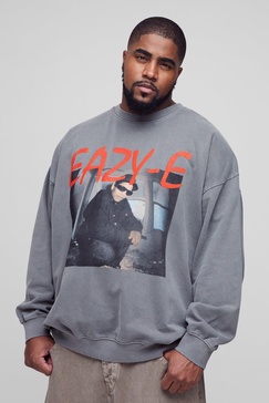Plus Oversized Eazy-E Wash License Print Sweatshirt