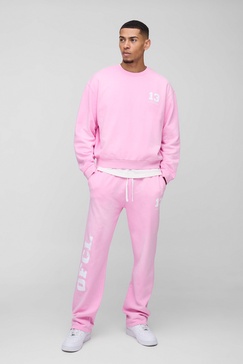 Oversized Boxy Spray Wash Ofcl Printed Sweat Tracksuit