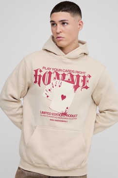 Regular Fit Gothic Cards Graphic Hoodie