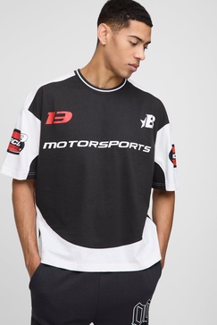 Oversized Boxy Moto Colour Block T-Shirt