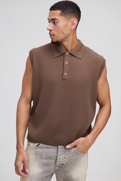 Oversized Boxy Collared Knitted Undershirt