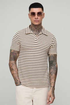 Tall Slim Revere Stripe Textured Polo