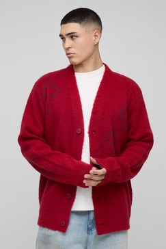 Regular Fit Fluffy Cross Knitted Cardigan