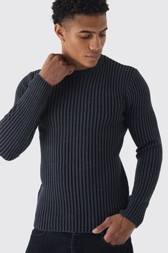 Muscle Fit Ribbed Knit Sweater