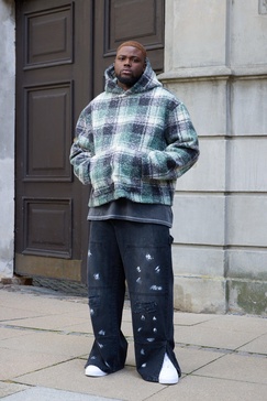 Plus Popper Hem Paint Splatter Relaxed Fit Carpenter Pants