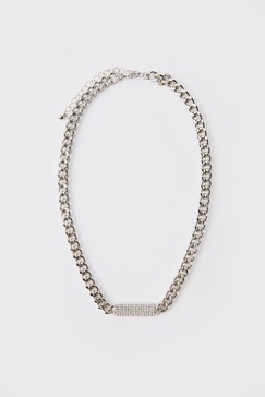 Silver Iced Tab Necklace