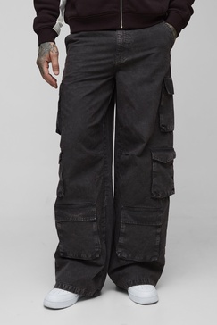 Tall Washed Ripstop Multi Cargo Pocket Baggy Pants