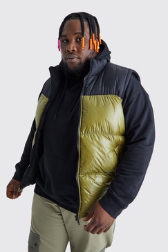 Plus Man High Shine Colour Block Vest