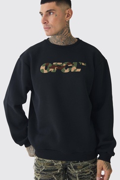Tall Camo Borg Applique Boxy Oversized Sweat
