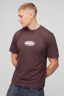Regular Fit Globe Embroidered T-Shirt