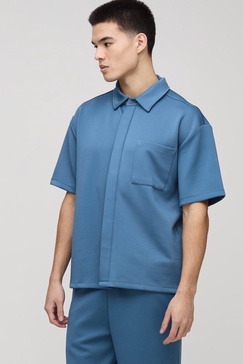 Oversized Scuba Concealed Placket Shirt