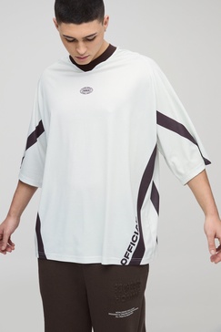 Oversized Longline V Neck Mesh Hockey Top