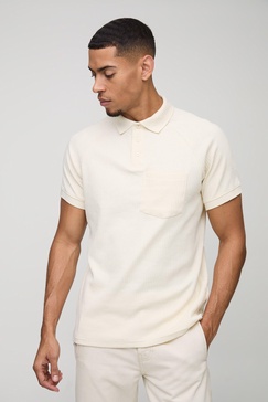 Regular Fit Jersey Rib Button Up Pocket Polo