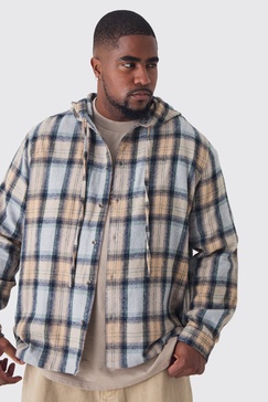 Plus Hooded Regular Fit PlaidShirt