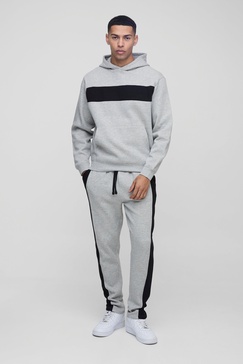 Regular Fit Man Colour Block Hooded Tracksuit