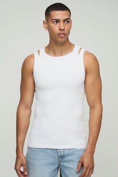 Slim Fit Strap Detail Jersey Vest