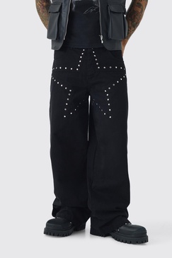 Baggy Fit Rigid Star Studded Jeans