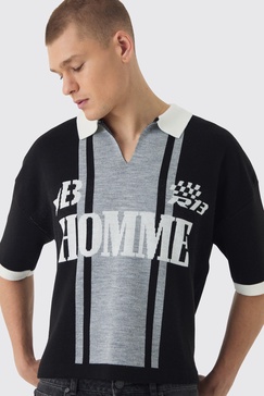 Oversized Boxy Football Knitted Polo