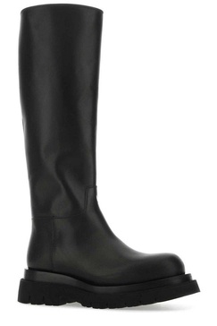 Lug leather knee-high boots