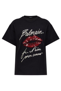 Balmain T-shirt with shimmering appliqués