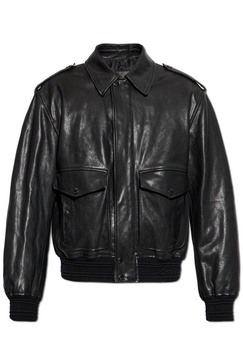 Leather bomber jacket