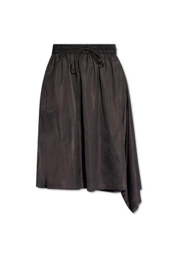 Asymmetric-hem Drawstring Draped Skirt