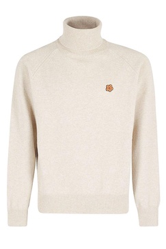 Turtleneck Boke Flower Embroidered Knitted Jumper