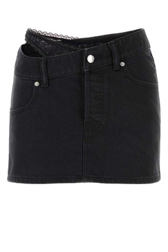 Dip Side Lace Undie Denim Skirt