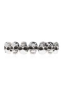Alexander Mcqueen Silver-Colored Bracelet With Skull Design And Internal Engraved Logo In Brass Man