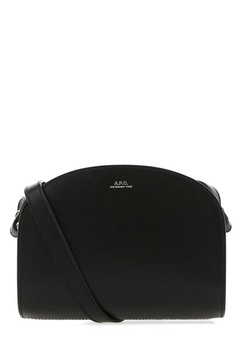 A.P.C. Women Black Leather Mini Demi Lune Shoulder Bag