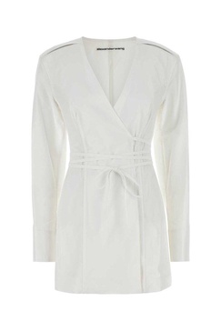 Slit Tailored Shirt Dress With Waist Tie