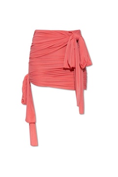 Ruched Detailed Asymmetric Mini Skirt