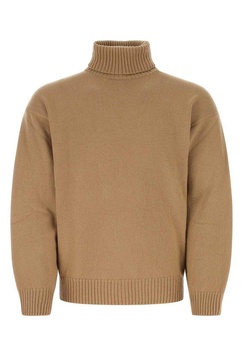 Drop-shoulder Roll-neck Knitted Jumper Sweater