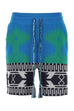 Blue And Green Cotton Piquet Icon Bermuda Shorts
