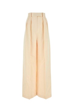 Ivory Cotton Blend Wide-leg Teyana Pant