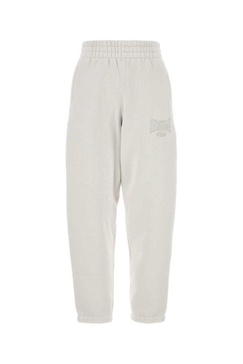 White Cotton Blend Joggers