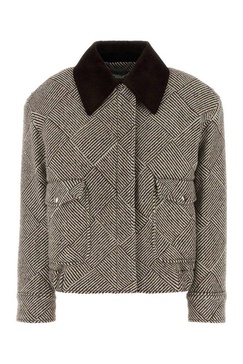 Embroidered Tweed Oversize Bomber Jacket
