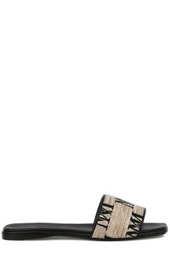 Logo jacquard raffia-effect slides