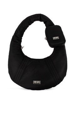 Logo Patch Zipped Shoulder Bag
