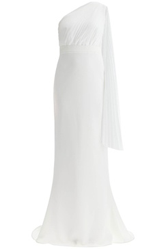 one-shoulder chiffon and c